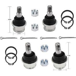LOSTAR 4 x Ball Joint Kit For 2000-2006 H-onda Rancher 350, 2004-2007 Rancher 400, 2007-2013 Rancher 420 TRX420TM Upper Lower 51355-HP5-601 51375-HP5-601