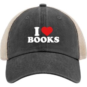 I Love Books hat USA hat AllBlack Mens Trucker Hats Gifts for Women Cool Hats