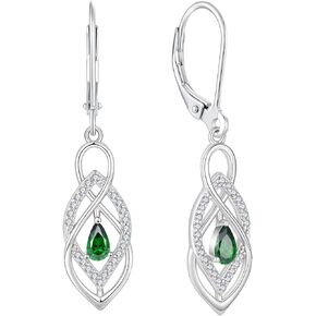 Infinity Dangle Earrings for Women 925 Sterling Silver Celtic Birthstone Leverback Drop Earrings Jewelry Birthday