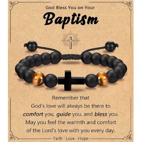Leyung Cross Bracelet Gifts for Boys, Easter Basket Stuffers Baptism Confirmation First Holy Communion Christmas Christening Gifts for Boys Son Grandson Nephew Godson Brother
