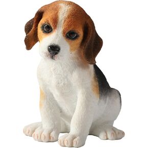 Veronese Design 3 1/2 Inch Beagle Puppy Sitting Head Tilted Left Resin Statue Hand Painted Animal Figurine