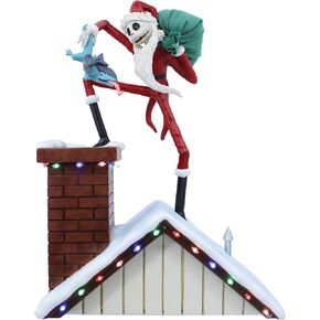 Enesco Disney Showcase The Nightmare Before Christmas Santa Jack Standing on Chimney Lit Figurine, 10.24 Inch, Multicolor