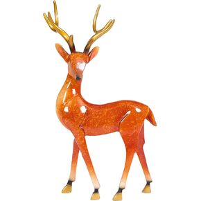 Deer Figurines Geometric Animal Tabletop Decor Sculpture Modern Simple Home Decoration Living Room Housewarming Wedding Decor (Red)