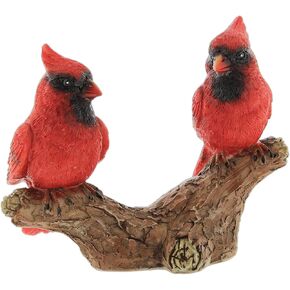 The Bridge Collection Cardinals Perched on a Tree Branch Figurine - Beautiful Red Winter Cardinals Couple Garden Decoration