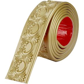 Flexible Molding Trim Wall Trim, 9.9 Feet Self Adhesive Peel and Stick Molding Ceiling Molding, Cabinet Border, Mirror Frame Trim Wall Trim for Home Decor Wall Molding & Trim (Bright gold) in Saudi Arabia