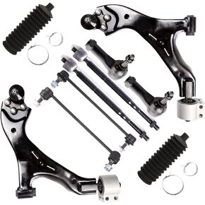 SCITOO 10pcs Front Suspension Kit Lower Control Arm And Ball Joints Sway Bar Links Tie Rod Ends w/Steering Boots Fit 2005-2007 For Chevy Equinox 2006-2007 For Pontiac Torrent 2002-2007 For Saturn Vue