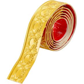 Flexible Molding Trim Wall Trim, 9.9 Feet Self Adhesive Peel and Stick Molding Ceiling Molding, Cabinet Border, Mirror Frame Trim Wall Trim for Home Decor Wall Molding & Trim (Bright gold)