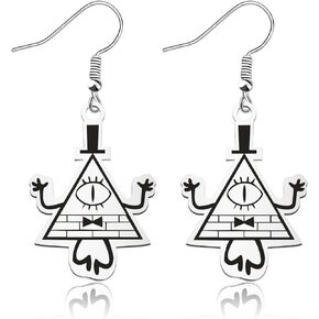 WUSUANED Funny Bill Cipher Earrings Cartoon Demon Jewelry Cartoon TV Inspired Gift Bill Cipher Fans Gift