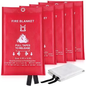 KITOSUN Fire Blanket for Kitchen Home Emergency - Fiberglass Blankets Fire Survival Suspension Flames Retardant Extinguisher Great for Stove Car Garage Office Camping Caravan BBQ Safety (6-Pack)