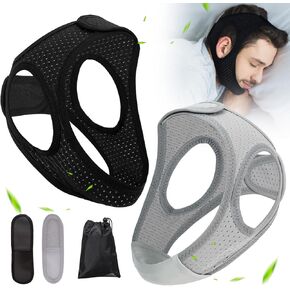 Forzacx Chin Strap for Cpap Users Anti Snoring Devices 2 Pack - Breathable Cpap Chin Strap Snoring Solution, Effectively Reduce Snoring, Non-Stick Hair, Don't Fade - Black
