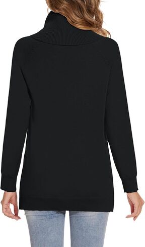 MINTLIMIT Women's Turtleneck Sweater Long Sleeve Split Hem Knit Sweater Casual Fall Fashion Basic Pullover Jumper Tops in Kuwait