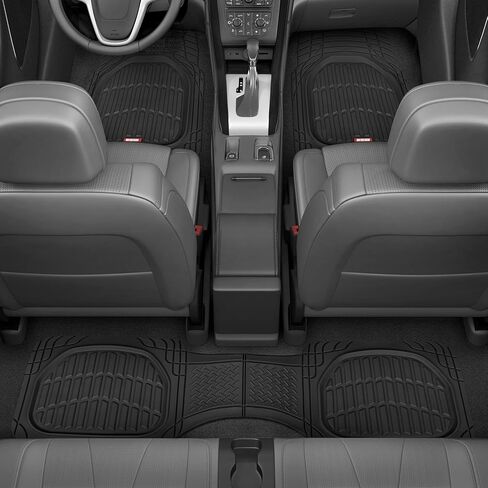 Motor Trend FlexTough™ Deep Dish Contours Rubber Car Floor Mats with Trunk Mat Cargo Liner, Front & Rear Combo Set fits Most Car SUV Van Coupe Sedan, Heavy Duty All Weather Trim to Fit in Saudi Arabia