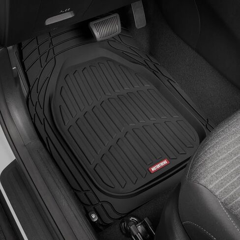 Motor Trend FlexTough™ Deep Dish Contours Rubber Car Floor Mats with Trunk Mat Cargo Liner, Front & Rear Combo Set fits Most Car SUV Van Coupe Sedan, Heavy Duty All Weather Trim to Fit in Saudi Arabia