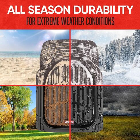Motor Trend FlexTough™ Deep Dish Contours Rubber Car Floor Mats with Trunk Mat Cargo Liner, Front & Rear Combo Set fits Most Car SUV Van Coupe Sedan, Heavy Duty All Weather Trim to Fit in Saudi Arabia
