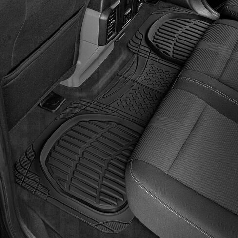 Motor Trend FlexTough™ Deep Dish Contours Rubber Car Floor Mats with Trunk Mat Cargo Liner, Front & Rear Combo Set fits Most Car SUV Van Coupe Sedan, Heavy Duty All Weather Trim to Fit in Saudi Arabia