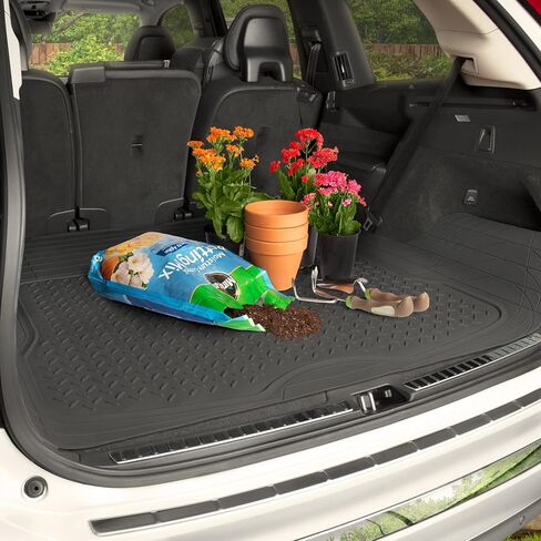 Motor Trend FlexTough™ Deep Dish Contours Rubber Car Floor Mats with Trunk Mat Cargo Liner, Front & Rear Combo Set fits Most Car SUV Van Coupe Sedan, Heavy Duty All Weather Trim to Fit in Saudi Arabia