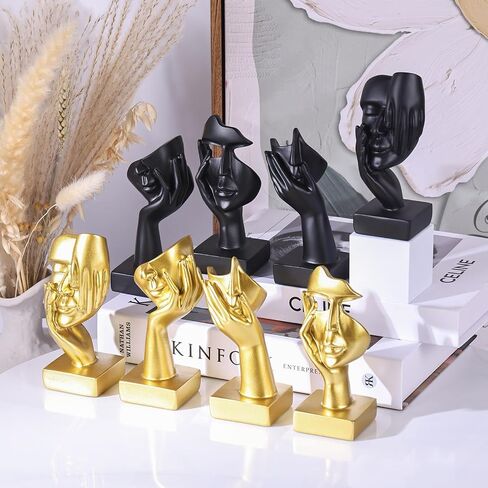 Thinker Statue Decor Items,Gold and Black Abstract Art Sculpture,Modern Home Décor Accents,Living Room Decor and Accessories,Knick Knacks for Shelves,Shelf Decor Aesthetic in Kuwait