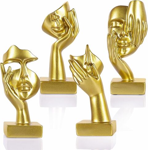 Thinker Statue Decor Items,Gold and Black Abstract Art Sculpture,Modern Home Décor Accents,Living Room Decor and Accessories,Knick Knacks for Shelves,Shelf Decor Aesthetic in Kuwait