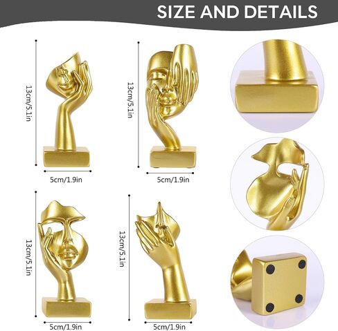 Thinker Statue Decor Items,Gold and Black Abstract Art Sculpture,Modern Home Décor Accents,Living Room Decor and Accessories,Knick Knacks for Shelves,Shelf Decor Aesthetic in Kuwait