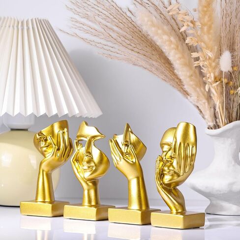 Thinker Statue Decor Items,Gold and Black Abstract Art Sculpture,Modern Home Décor Accents,Living Room Decor and Accessories,Knick Knacks for Shelves,Shelf Decor Aesthetic in Kuwait
