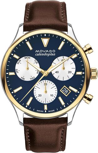 ساعة موفادو هيريتاج سيريز كاليندوبلان للرجال - حركة كرونوغراف كوارتز سويسرية، حزام من جلد العجل - مقاومة للماء حتى 3 ATM - ساعة رياضية فاخرة للرجال - 43 ملم in Kuwait