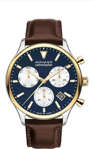ساعة موفادو هيريتاج سيريز كاليندوبلان للرجال - حركة كرونوغراف كوارتز سويسرية، حزام من جلد العجل - مقاومة للماء حتى 3 ATM - ساعة رياضية فاخرة للرجال - 43 ملم in Kuwait