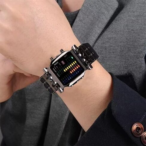 MINILUJIA Men Cool Digital Watch Binary Time LED Display Waterproof with Rubber Band Unique Creative Fashion Sport Wristwatches One PCS in Saudi Arabia