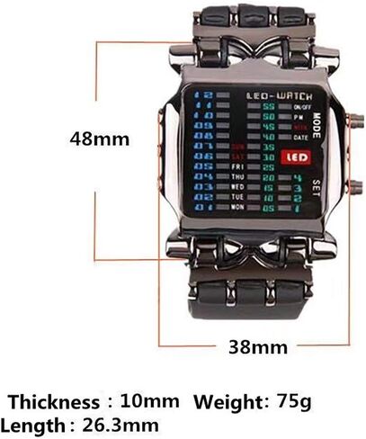 MINILUJIA Men Cool Digital Watch Binary Time LED Display Waterproof with Rubber Band Unique Creative Fashion Sport Wristwatches One PCS in Saudi Arabia
