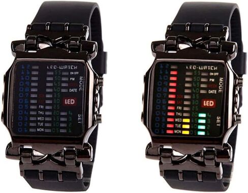 MINILUJIA Men Cool Digital Watch Binary Time LED Display Waterproof with Rubber Band Unique Creative Fashion Sport Wristwatches One PCS in Saudi Arabia