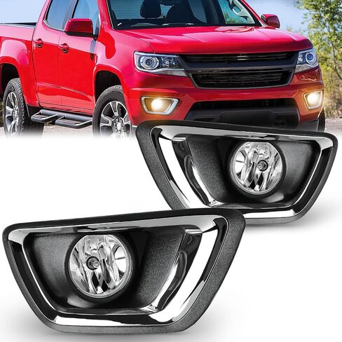 Nilight Fog Light Assembly Compatible with 2015 2016 2017 2018 2019 2020 Chevy Colorado Driving Bumper Fog Lamps with 12V 24W 5202 Bulbs Clear Lens Black& Chrome Bezel in Saudi Arabia