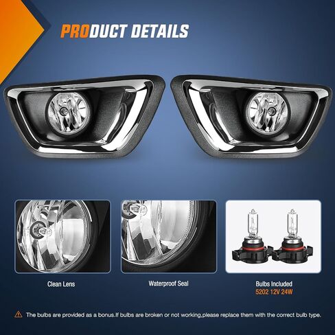 Nilight Fog Light Assembly Compatible with 2015 2016 2017 2018 2019 2020 Chevy Colorado Driving Bumper Fog Lamps with 12V 24W 5202 Bulbs Clear Lens Black& Chrome Bezel in Saudi Arabia