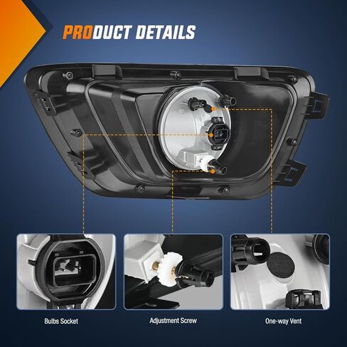 Nilight Fog Light Assembly Compatible with 2015 2016 2017 2018 2019 2020 Chevy Colorado Driving Bumper Fog Lamps with 12V 24W 5202 Bulbs Clear Lens Black& Chrome Bezel in Saudi Arabia
