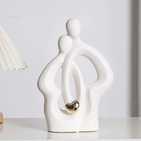 DESHINTKE Abstract Ceramic Couple Statue, Concentric Romantic Couple Art Sculpture, Modern Home Decor Statue Be of One Mind (Black) in Saudi Arabia