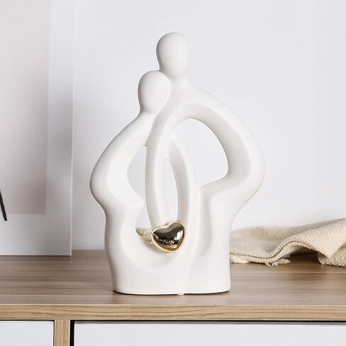 DESHINTKE Abstract Ceramic Couple Statue, Concentric Romantic Couple Art Sculpture, Modern Home Decor Statue Be of One Mind (Black) in Saudi Arabia