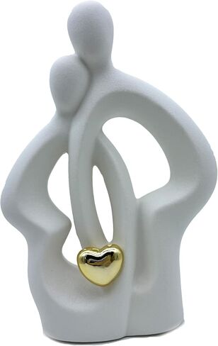DESHINTKE Abstract Ceramic Couple Statue, Concentric Romantic Couple Art Sculpture, Modern Home Decor Statue Be of One Mind (Black) in Saudi Arabia