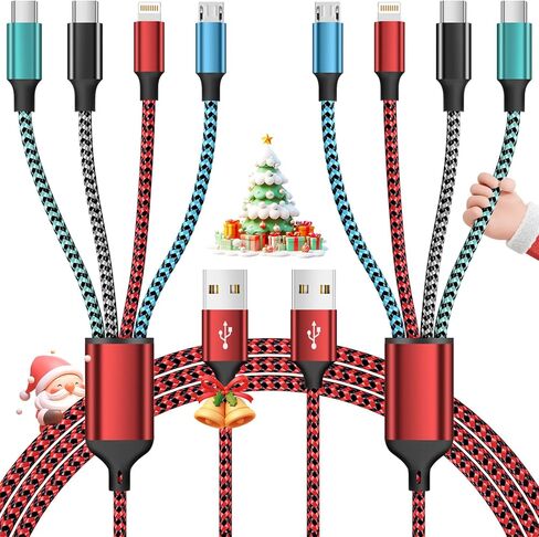 Multi Charging Cable,4 in 1 Charging Cable Charging Cables for Multiple Devices Nylon Braided Universal Charger Phone Charger Cord with 2 IP/USB-C/Micro USB Port for Cellphone/Tablets/More(2Pack 5FT) in Saudi Arabia