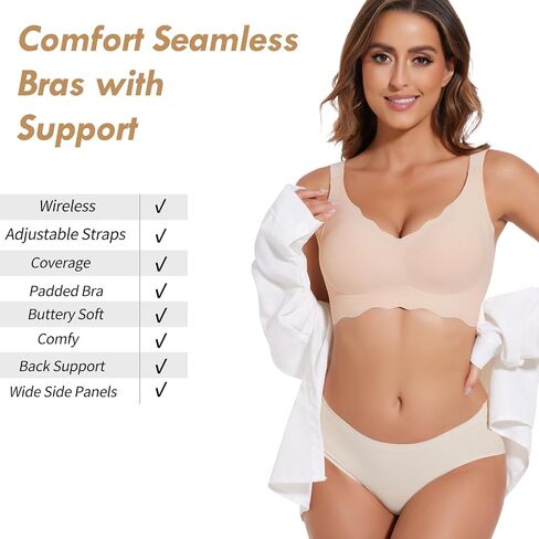 JOYSHAPER Seamless Bra Without Underwire Padded Bras for Women Bralettes with Support Bras Smoothing Bras in Kuwait
