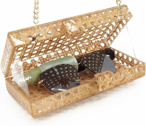 Brooks & Bloom Women's Acrylic Clutch Rattan Evening Bag Shoulder Bag with Detachable Chain Wedding Evening Clutch is a gift for women in Saudi Arabia