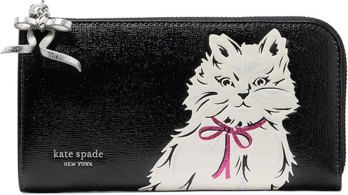 محفظة Kate Spade New York النسائية من جلد سافيانو بسحاب حول المحفظة القارية، أسود، مقاس واحد in Kuwait
