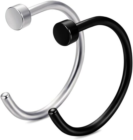 FIBO STEEL 18G-20G 2 قطعة مجوهرات للجسم من الفولاذ المقاوم للصدأ ثقب الأنف الدائري للنساء in Kuwait