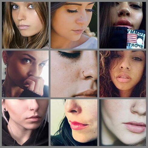 FIBO STEEL 18G-20G 2 قطعة مجوهرات للجسم من الفولاذ المقاوم للصدأ ثقب الأنف الدائري للنساء in Kuwait