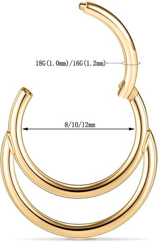 FUNLMO 316L الجراحية الصلب الحاجز الدائري مزدوج هوب الأنف الدائري Daith الزنمة اللولب الرخ محارة ثقب المجوهرات الغضروف هوب القرط in Kuwait