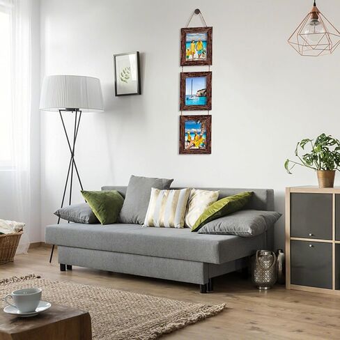 4x6 Picture Frames, Wall Hanging Picture Frames Collage with 3 Opening, Gallery Wall Frame Set Engineered Wood Frames （Brown） in Saudi Arabia