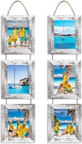 4x6 Picture Frames, Wall Hanging Picture Frames Collage with 3 Opening, Gallery Wall Frame Set Engineered Wood Frames （Brown） in Saudi Arabia