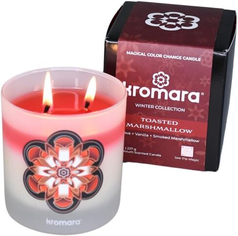 Winter Collection - 8oz Toasted Marshmallow - Color Changing (Red) Scented Candle - Clove, Marshmallow, Vanilla Candle - Christmas Candles - Christmas Gifts for Women - Christmas Decor in Saudi Arabia