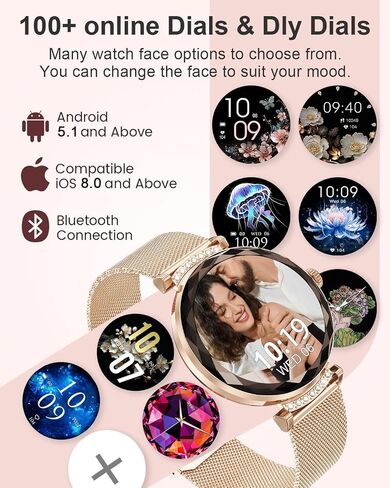 Smart Watch (Answer/Make Calls), 1.19" Smart Watches for Women 110+ Sports Modes Fitness Tracker with Blood Pressure/Heart Rate/Sleep Monitor, IP68 Waterproof Activity Tracker for Android and iPhone in Saudi Arabia