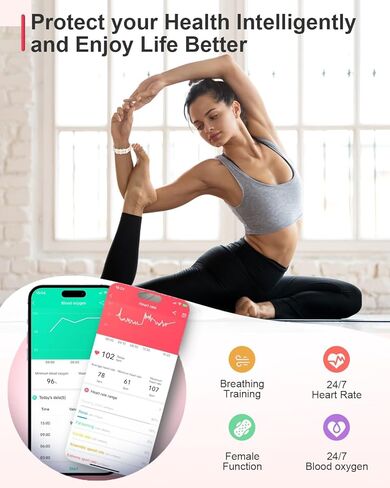 Smart Watch (Answer/Make Calls), 1.19" Smart Watches for Women 110+ Sports Modes Fitness Tracker with Blood Pressure/Heart Rate/Sleep Monitor, IP68 Waterproof Activity Tracker for Android and iPhone in Saudi Arabia