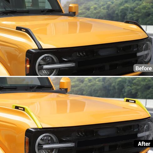 Hoolcar غطاء محرك السيارة المفصلي غطاء غطاء مقبض الإصدار غطاء الكسوة الملحقات الخارجية لسيارة Ford Bronco 2021-2022، أصفر، قطعتان in Kuwait