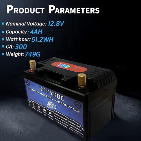 12V Lithium Motorcycle Battery 4Ah 300A, LiFePO4 Battery with Smart BMS, Replacement ATV, UTV, Motorcycle, Lawn Mower, Jet Ski, Snowmobile, 4 Wheeler, Tractor, Scooter and Generator Battery in Saudi Arabia