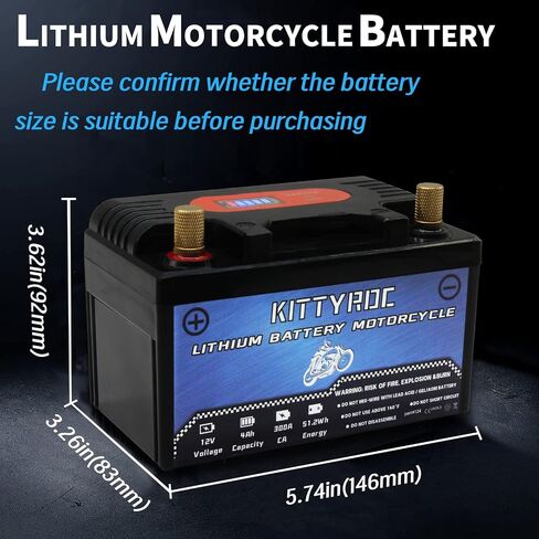 12V Lithium Motorcycle Battery 4Ah 300A, LiFePO4 Battery with Smart BMS, Replacement ATV, UTV, Motorcycle, Lawn Mower, Jet Ski, Snowmobile, 4 Wheeler, Tractor, Scooter and Generator Battery in Saudi Arabia